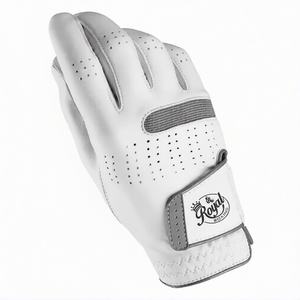 Gants de golf en cuir véritable personnalisables unisexe, blancs avec logo personnalisé, ensemble de mains de style pour hommes, couleur non emballée - Product Image 1
