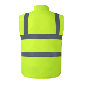Men's High Visibility Reflective Safety Vest Zipper Stand Collar Sleeveless Work <b>Waistcoat</b> - Product Image 2