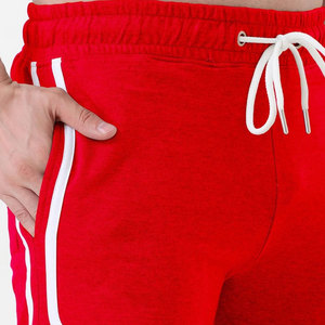 Pantalon de jogging décontracté rouge et noir à blocs de couleur, taille élastique avec cordon de serrage, poches latérales, respirant, poids moyen, idéal pour le printemps - Product Image 6