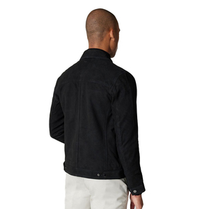 Politix Men's <b>Black</b> <b>Suede</b> Leather <b>Jacket</b> Turn-Down Collar Zipper Closure Casual Autumn Winter Style Regular Fit - Product Image 2