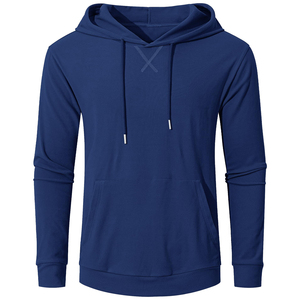 Sudadera con Capucha para Hombre, Color Sólido, Corte Regular, Algodón French Terry, Estilo Casual para Otoño, con Bolsillo Frontal y Capucha con Cordón Ajustable - Product Image 4