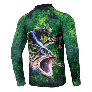 Polo de pêche unisexe à manches longues pour la saison estivale, imprimé par sublimation, col vert camouflage, style UPF 50, antibactérien - Product Image 2