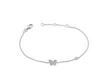 Pulsera de Oro Sólido de 14K y 18K con Mariposa Delicada Personalizada, Diamante Cultivado en Laboratorio, Baño de Rodio, Cierre de Langosta, Cadena de Cable y Dije Apilable