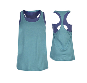Débardeur pour femme en coton 100% écologique, vert chiné, tricoté, 180g, respirant, séchage rapide, col rond, pour l'été, le fitness, le yoga, les tenues décontractées - Product Image 2