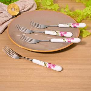 Regal Rose Luxury Metal Disposable <b>Fork</b> Set 4-Piece Ceramic-Handled Dinner and Fruit <b>Forks</b> for Home Restaurant Back to School - Product Image 2