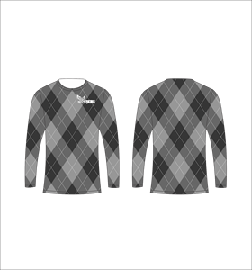 เสื้อเจอร์ซีย์แขนยาวแบบสั่งทำพิเศษ น้ำหนักเบา ลายอาร์ไกล์สีเทาและสีเทาเข้ม ผู้จำหน่ายเสื้อผ้าแบบขายส่ง - Product Image 1