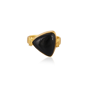 <b>Adjustable</b> Black Onyx Stone Gold Plated Brass <b>Ring</b> Handmade Trendy Gemstone <b>Rings</b> for Women - Product Image 1