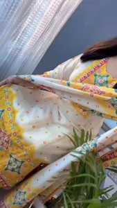 Conjunto de Salwar Kameez Tradicional de Muselina de 3 Piezas, Listo para Usar, Anarkali Kurta Pant, Vestido Largo con Estampados Florales Vibrantes, Poliéster de Secado Rápido - Product Image 3