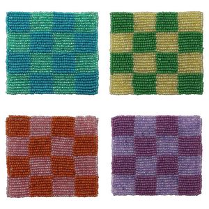 Artisan Handmade Seed Beadwork <b>Coaster</b> Collection Luxury Decorative Beverage Mats For Dining Coffee Table Wedding And Events - Product Image 5
