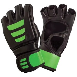 Gants de MMA gris premium en cuir noir, mitaines de grappling professionnelles pour arts martiaux, entraînement de sparring et de frappe, boxe à paume ouverte - Product Image 5