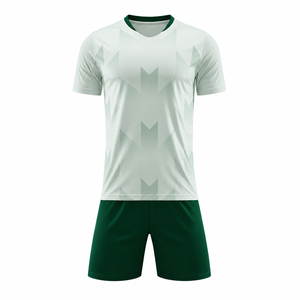 Men's White Green Soccer Jersey Set V-Neck Short Sleeve Geometric Print Moisture Wicking Polyester Uniform All Seasons Athletic - Product Image 1