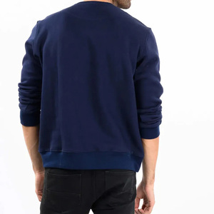 Sudadera con Capucha Lisa para Hombre, 100% Algodón, Cuello Redondo, Sudadera Informal Holgada de Forro Polar para Invierno, Color Azul Marino Básico - Product Image 4