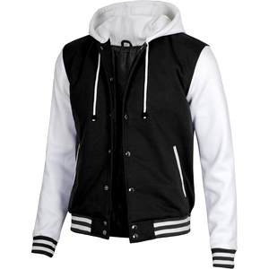 <b>Men's</b> Royal Blue Varsity <b>Jacket</b> Hooded Button Closure Solid Color Casual Style Autumn Wear Satin Lining Regular Fit - Product Image 4