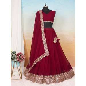 Lehenga choli ชุดปาร์ตี้ออกแบบสำหรับผู้หญิงพร้อมงานปัก - Product Image 3