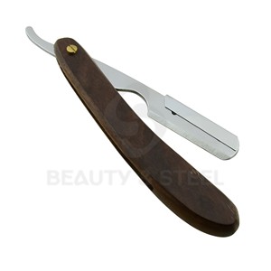 Premium Wooden Handle Shavette Razor Straight Edge Design with Brass Accents for Precision <b>Men</b> Grooming Shaves - Product Image 2