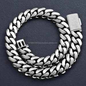 Chaîne cubaine en argent sterling 925 scintillant de qualité supérieure et or blanc avec taille personnalisée Vente chaude collier hip hop glacé - Product Image 4