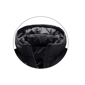 Veste matelassée décontractée pour homme, couleur unie, fermeture éclair, poche avant, design noir, capuche brodée, en polaire - Product Image 5