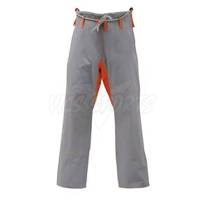 Uniforme de BJJ Gris con Ribete Naranja, Ajustado, Unisex para Adultos, Ropa de Artes Marciales, 100% Algodón, Impresión de Logotipo Personalizado, En Stock - Product Image 4