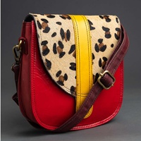 Sac bandoulière en cuir de vachette haut de gamme, motif lettres rouges, style mode féminin, fermeture éclair imprimé léopard, sacs à main à sangle unique