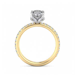 Anillo de Compromiso con Diamante Cultivado en Laboratorio de Corte Ovalado, Halo Oculto, Banda Pavé, Solitario, Oro, Anillo de Propuesta, Certificado IGI, Aniversario Nupcial - Product Image 5