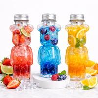 400ml PET plastic fles in de vorm van een beer met aluminium draaidop en rietjegat voor smoothies en frisdrank