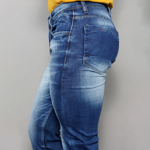Jeans en denim de coton extensible bleu taille mi-haute pour hommes Gex en gros - Product Image 6
