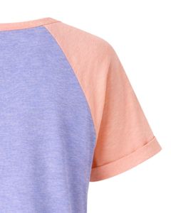T-shirt pour femme lavande pêche à manches courtes, col Henley, haut à manches raglan, en coton doux, coupe décontractée, respirant, pour l'été et le quotidien - Product Image 3