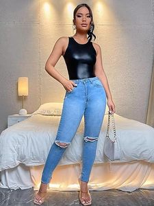 Top sin mangas de piel sintética para mujer, ajustado, sin mangas, suministro del fabricante al por mayor - Product Image 5