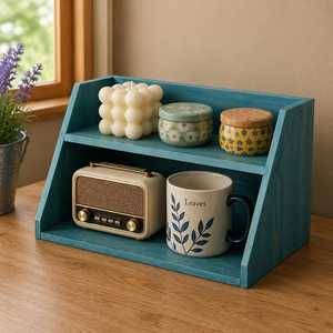 Bamboo Double Tier <b>Storage</b> <b>Rack</b> Drawer Rattan Panels <b>Kitchen</b> Countertop Organization Modern Style Durable Multifunction SALEEM - Product Image 3