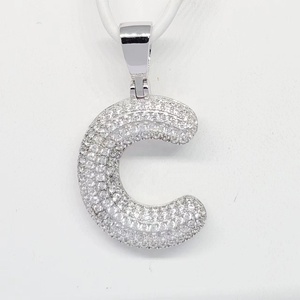 Collier pendentif lettre en argent sterling 925, élégant, avec zircone et plaqué rhodium, achat de bijoux en ligne - Product Image 4