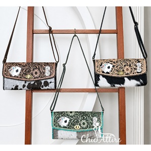 Custom Hand Tooled Cow <b>Leather</b> Lock Handbag <b>Purse</b> Western Fashion High Quality Elegant Luxury Crossbody Shoulder Bag for Women's - Product Image 1