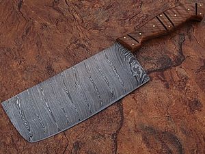 Ensemble de 7 couteaux de cuisine professionnels à lame fixe en acier Damas, faits à la main, à pointe tombante, avec manches en bois, OEM/ODM/OBM - Product Image 4