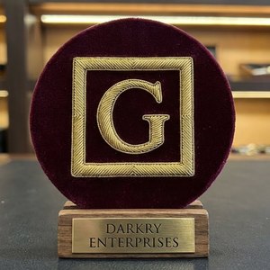 Custom Design Handmade Bullion <b>Wire</b> Letter G Square Badge Gold Embroidery Masonic Regalia Crest <b>Crafting</b> Service - Product Image 1