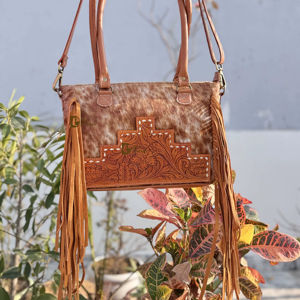 Real Cowhide Leather Western Style <b>Bag</b> Hand <b>Tooled</b> Carving Fringe <b>Tote</b> <b>Bag</b> New Designer Hot Selling Shoulder <b>Bags</b> for Women - Product Image 1