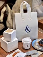 Kit d'emballage pour pâtisserie RDY Bebaked Ins Style, conteneur de repas multi-couches, sacs argentés, boîtes à fenêtre, tasses à café