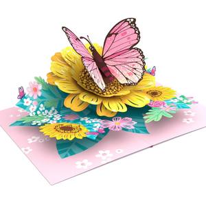 Butterfly Pink Pop Up Greeting Card Flower Theme Butterfly Handmade Card Vietnam Manufacturer 3D Pop Up Card <b>Paper</b> Craft - Product Image 1