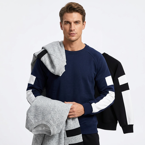 Sudadera Gris para Hombre, Cuello Redondo, Manga Raglán, Bloques de Color, Estilo Casual, Corte Regular, Tejido de Punto, 100% Algodón, Secado Rápido, Larga - Product Image 2