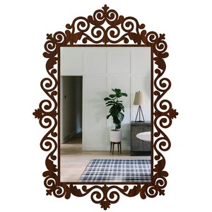 Geometrical Shape Glass Wall <b>Mirror</b> with Wooden <b>Frame</b> Scandinavian Design Decorative Bathroom <b>Mirror</b> - Product Image 4