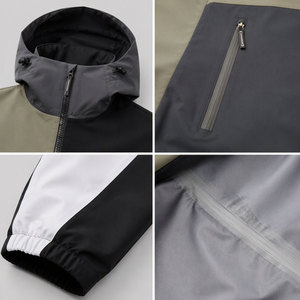 Blouson bomber vert olive pour homme, fermeture éclair intégrale, col rabattable, coupe-vent, coupe classique, en polyester, pour l'automne - Product Image 6