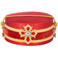 2025 Nuevo Gorro de Corona de Alta Calidad para Caballero Comandante de la Corte de Honor del Rito Escocés, Rojo con Hilos Dorados, Bajo MOQ, Ceremonial