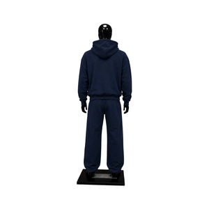 Ensemble de survêtement bleu marine oversize pour homme, streetwear, sweat-shirt à capuche et pantalon large à boutons-pression, personnalisable, vente en gros, sport - Product Image 2