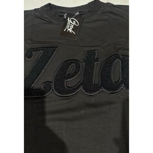 เสื้อยืดแขนสั้นสีน้ำเงิน พร้อมลาย "Zeta" แบบเชนิลล์ คอกลม ทรงปกติ ผ้าเจอร์ซีย์คอตตอนลำลอง - Product Image 4