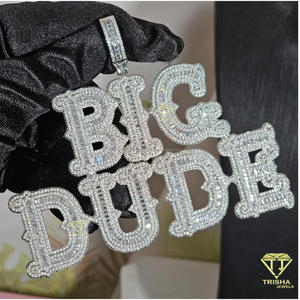 Collier pendentif personnalisé « DRE » avec diamant de laboratoire, chaîne cubaine, bijoux hip-hop bling pour hommes et femmes - Product Image 3