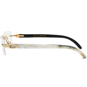 Rimless Rectangle <b>Sunglasses</b> Moissanite Accents Anti-Reflective Lenses Custom Colors Light Weight UV400 Protection Unisex Adult - Product Image 2