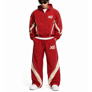 Ensemble de survêtement coupe-vent en nylon avec logo personnalisé, pantalon de jogging respirant, veste imperméable et coupe-vent, ensemble deux pièces pour hommes - Product Image 1