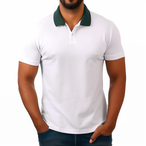 Polo Personalizado con Logotipo, Diseño Pique, Algodón Elástico, para Hombre, Marca Propia, Cuello Blanco, Camisa de Golf - Product Image 5
