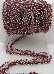 Rubelite Quartz Rondelle Plain Smooth Grape <b>Rosary</b> Chain Size 2mm Wire Wrap - Product Image 2