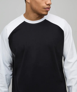 T-shirt à manches longues pour homme de qualité supérieure, coupe ample et ajustée, design OEM personnalisé avec logo de marque, coloris contrastés, 100% coton, 240 GSM - Product Image 4