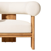 Fauteuil de salon moderne en teck rembourré, fauteuil d'appoint d'extérieur, siège de jardin en bois pour terrasse