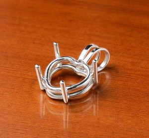 Handmade Solid 925 Silver 10mm Heart 4 Prong Semi Mount Designer Charm Pendant Empty Stone Setting DIY Keepsake Resin Jewelry - Product Image 3